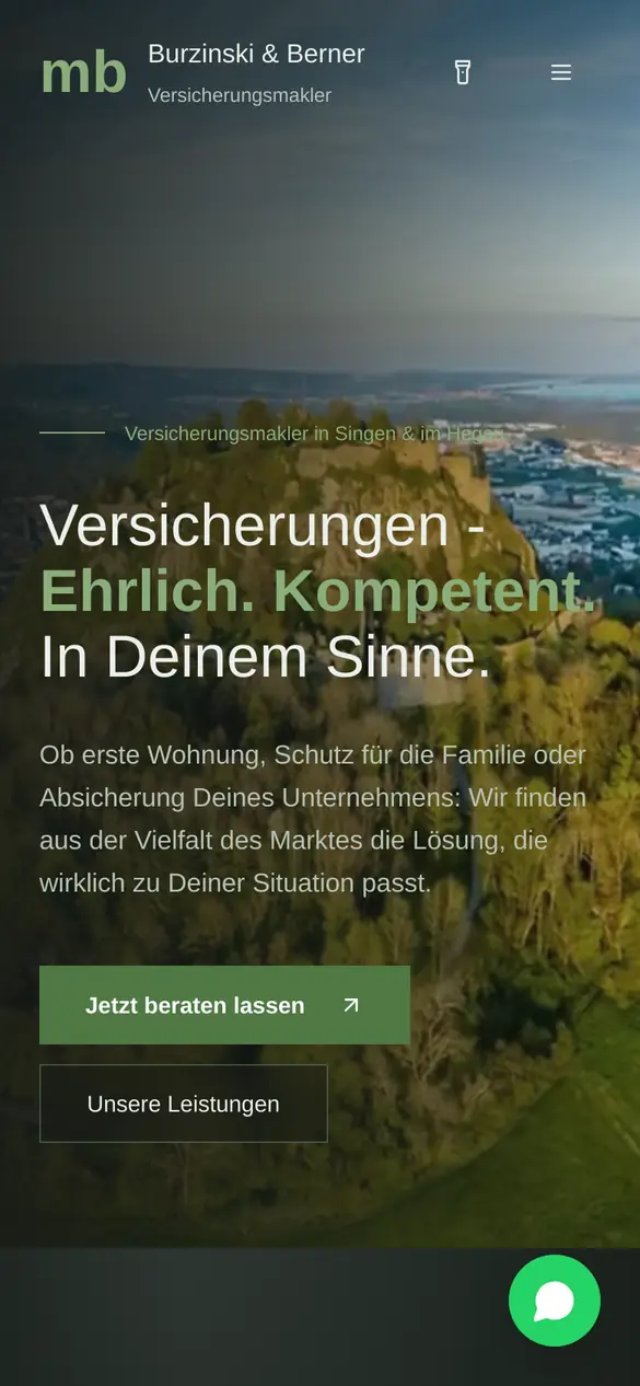 Startseite von Burzinski & Berner auf dem Handy